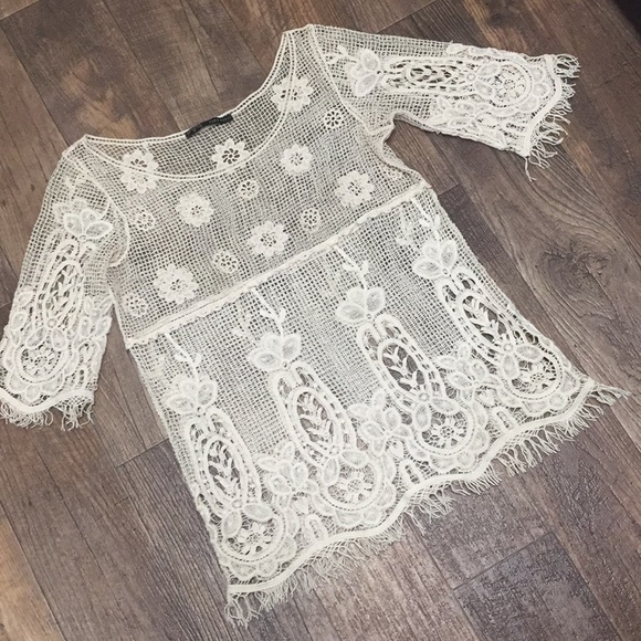Zara Tops - Zara // White Lace Top